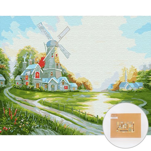 아트조이 DIY 명화 그리기 세트 40 x 50 cm 가로형, 풍차가 있는 언덕