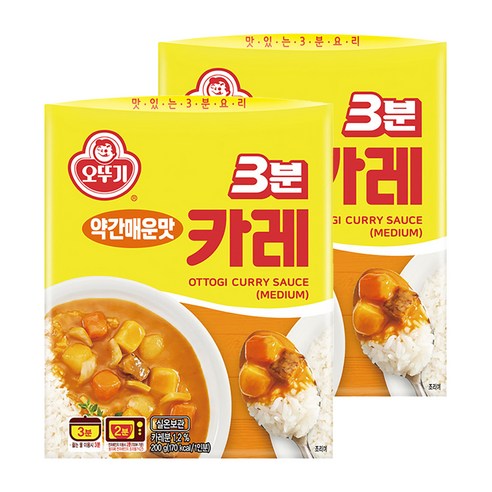 오뚜기3분 카레 약간매운맛, 200g, 2개