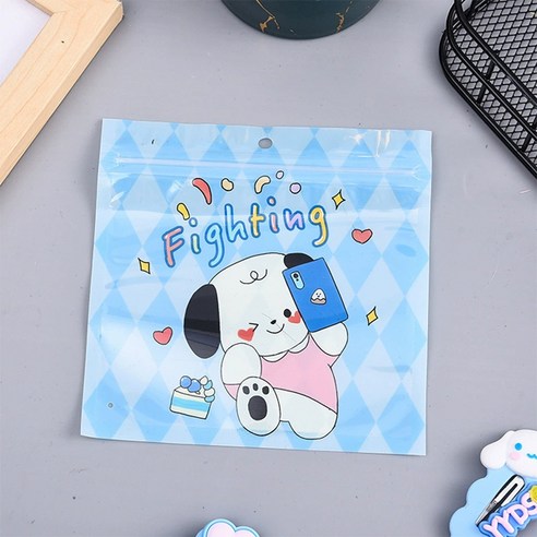 마켓감성 귀염뽀짝 소형 지퍼포장 구디백, 캐릭터 블루, 100개