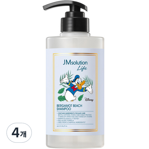 제이엠솔루션 라이프 디즈니 베르가모트 비치 샴푸 시트러스 프레시 향, 4개, 500ml