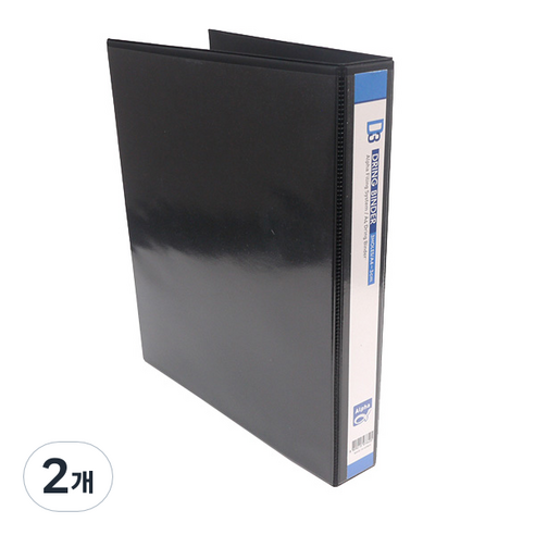알파 흑투명 D링 A4 바인더 AT 3공 3cm, 흑색, 2개