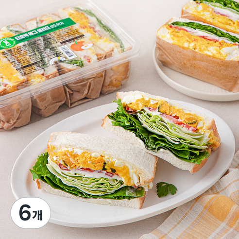 그린래빗 단호박 에그 샐러드 샌드위치, 250g, 6개