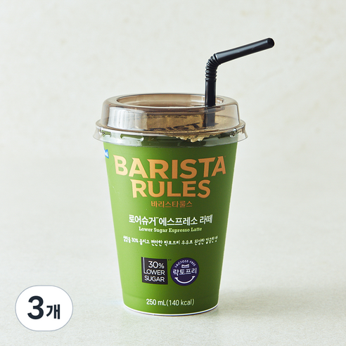 바리스타룰스 로어슈거 에스프레소 라떼, 3개, 250ml