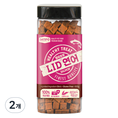 데이스포 강아지 헬시 트릿 LID 져키 간식, 연어, 600g, 2개