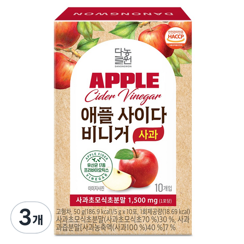 다농원 애사비 애플사이다비니거 사과맛, 50g, 3개