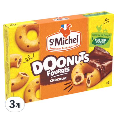 생미쉘 초콜릿 필링 도넛 6p, 180g, 3개