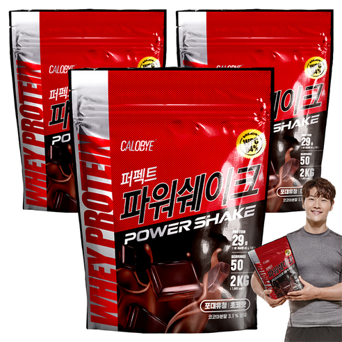 칼로바이 퍼펙트파워쉐이크 포대유청 WPC 초코맛 단백질보충제 프로틴, 3개, 2kg