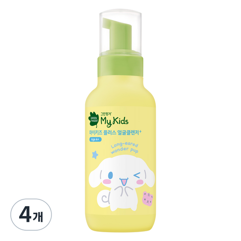 그린핑거 마이키즈 플러스 산리오 얼굴클렌저, 4개, 200ml