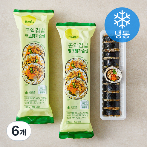 Rally 곤약김밥 땡초 닭가슴살 (냉동), 220g, 6개