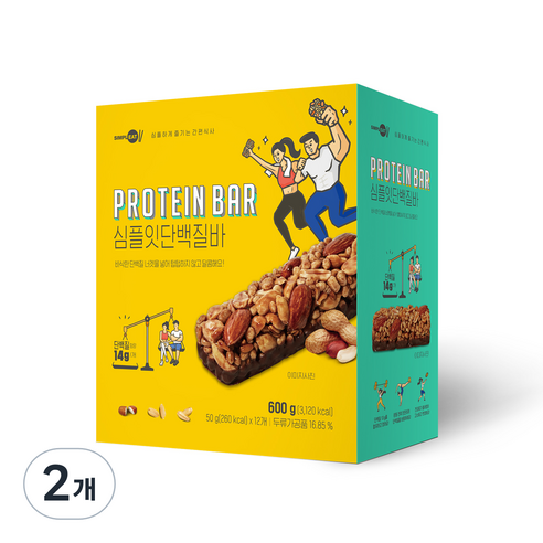 마라톤에너지바 심플잇 단백질바 12p, 600g, 2개 Best Top5