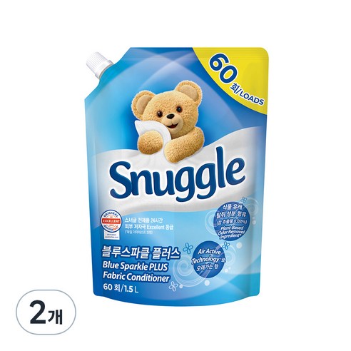 스너글 블루스파클 플러스 섬유유연제, 2개, 1.5L