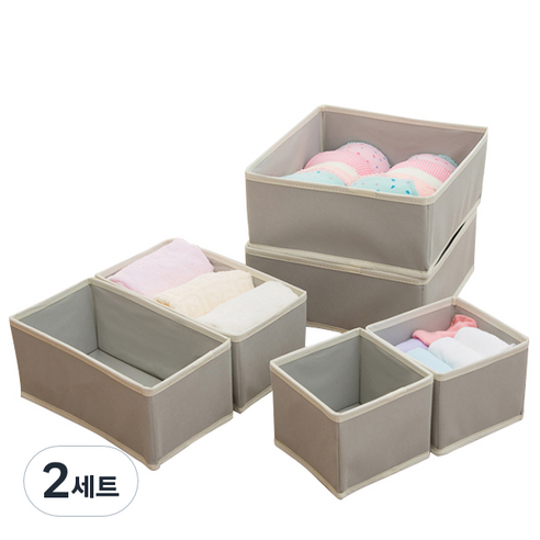 OON 부직포 다용도 정리함 그레이 3종 x 2p 세트, 2세트