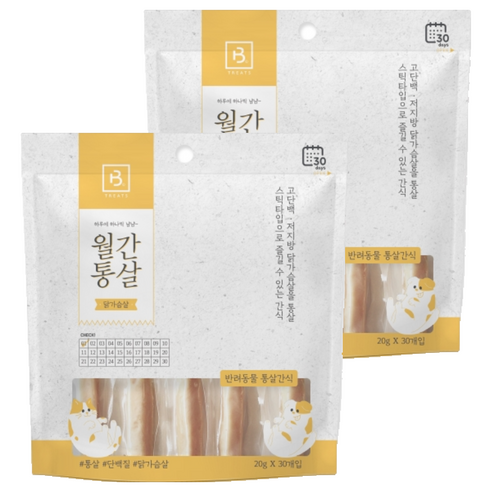 브리더랩 반려동물 월간통살 스틱타입 간식, 닭가슴살, 600g, 2개