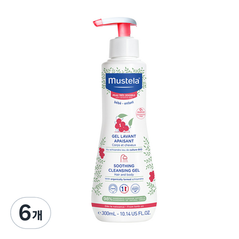 무스텔라 유아용 수딩 클렌징 젤, 6개, 300ml