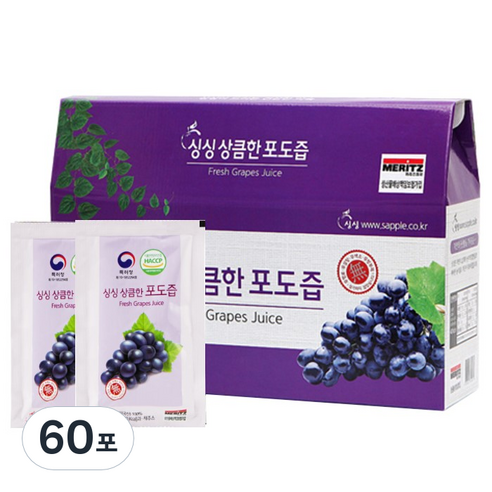 싱싱 상큼한 포도즙, 100ml, 60개
