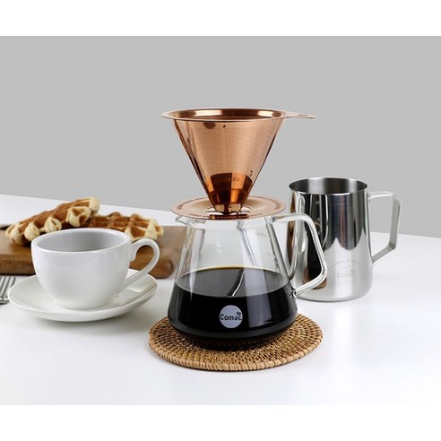 티타늄 코팅 이중망 커피필터 드리퍼로 풍부한 커피 경험