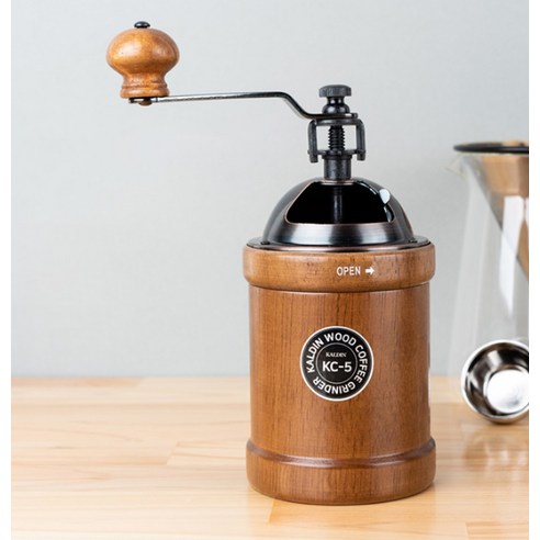 집에서 프리미엄 커피를 즐기기 위한 칼딘 원목 세라믹 핸드밀 KC-5 돔형