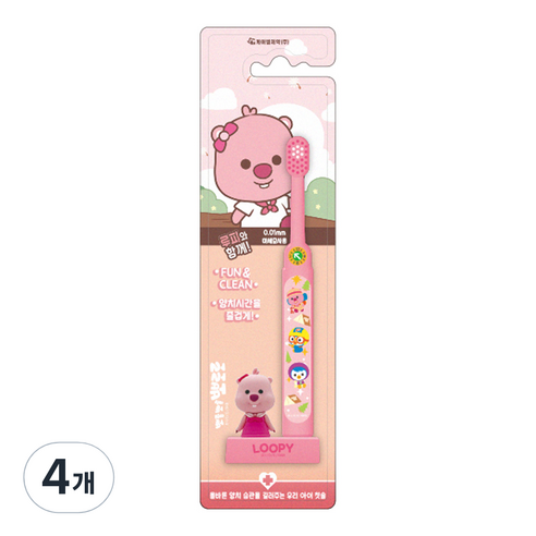 뽀로로 스탠딩 유아 칫솔, 4개, 1개입, 루피