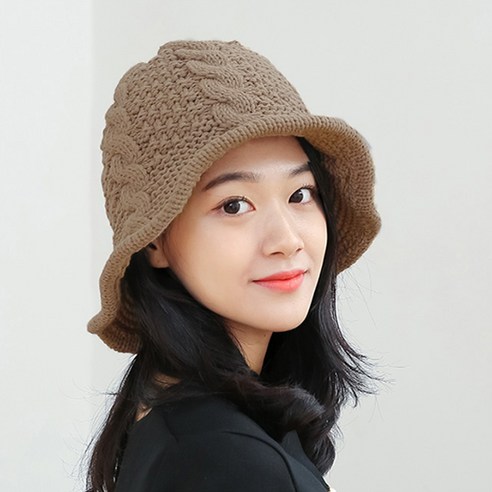 웨스트무브 여성 벙거지 꽈배기 니트 털모자