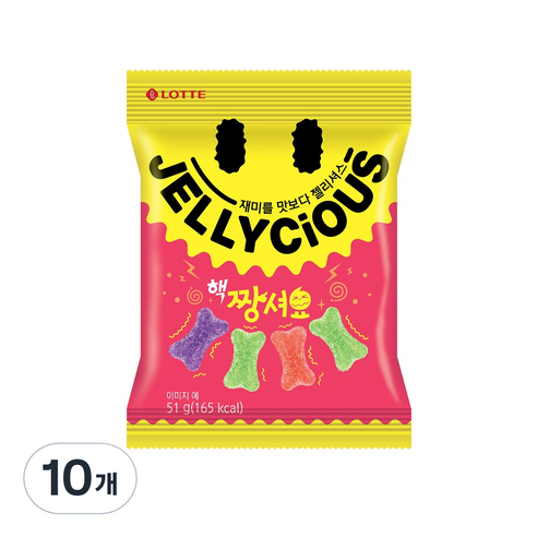 롯데제과 핵짱셔요 후르츠 젤리, 51g, 10개