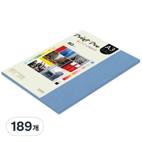 종이문화 프린트 프로 칼라 복사용지 No 17 딥블루 80g, A3, 189개