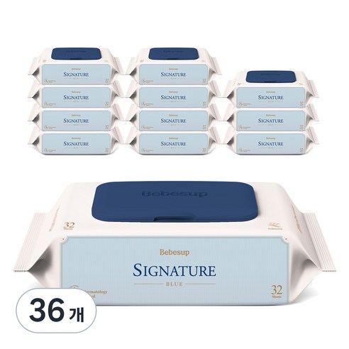 베베숲 시그니처 블루 유아물티슈 캡형, 75g, 32개입, 36개