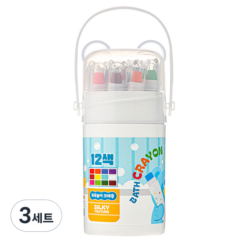 탐사 곰돌이 케이스 목욕놀이 욕실 크레용 펜, 12색, 3세트