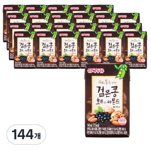 삼육두유 검은콩 호두와 아몬드 두유, 140ml, 144개