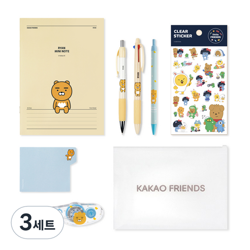 아이콘스 카카오프렌즈 필기 문구세트, 라이언, 3세트