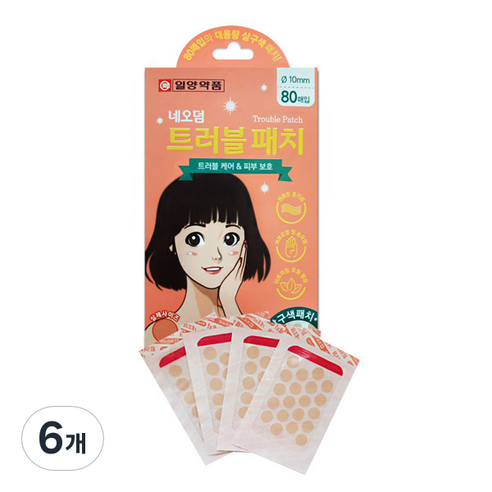 일양약품 네오덤 트러블패치 살구색, 80개입, 6개
