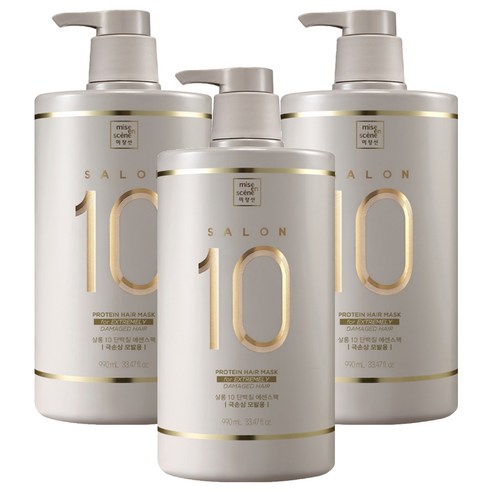 미쟝센 살롱10 단백질 대용량 에센스 헤어팩 극손상 모발용, 990ml, 3개