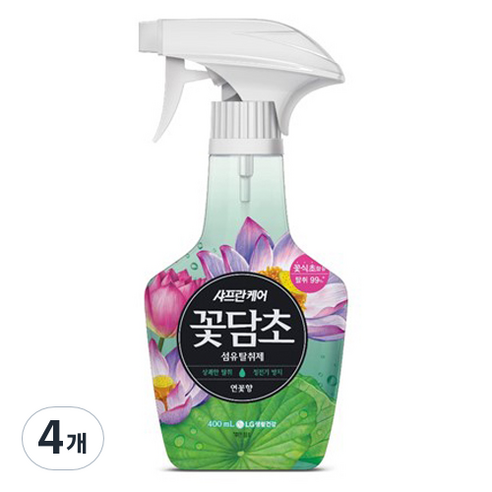 샤프란 케어 꽃담초 섬유탈취제 연꽃향, 400ml, 4개
