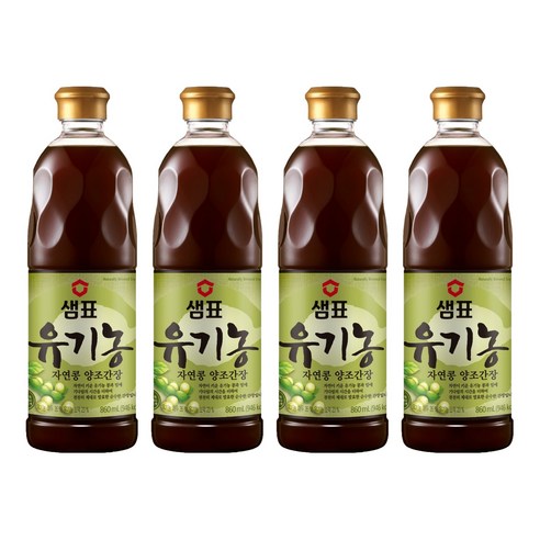 샘표 유기농 자연콩 양조간장, 860ml, 4개