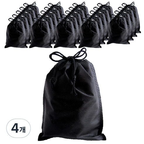 부직포 복주머니 더스트백 12 x 15 cm 25p, 블랙, 4개