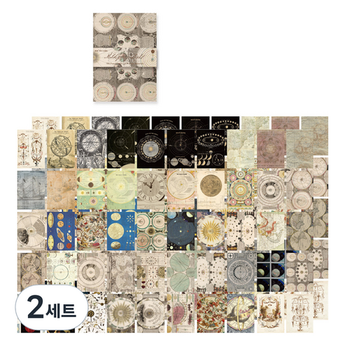 마다꾸미 빈티지 감성 명화 디자인 대용량 메모지 100p, 달과지구, 2세트