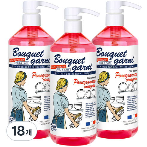 부케가르니 에코 주방세제 석류식초향, 18개, 750ml
