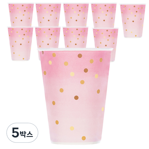 블린 핑크 마블 도트 일회용 종이컵 260ml, 10개입, 5개
