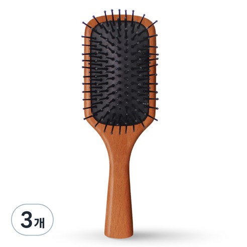 글로스앤글로우 퀵스타일 우든 패들 브러쉬, 3개, 브라운
