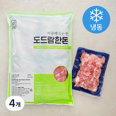 도드람한돈 돼지고기 등심 카레 짜장용 4개입 (냉동), 4개, 2kg