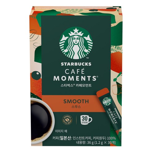 스타벅스 카페모먼트 스무스 원두커피스틱, 1.2g, 30개입, 1개