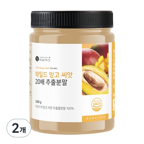 바로푸드 와일드망고 20배 추출분말, 2개, 200g