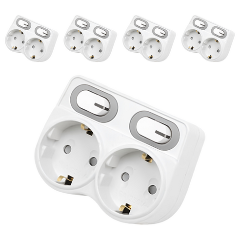 에코파워탭 LED L자 멀티탭 2구 EPM-L402L, 9.1cm, 화이트, 5개