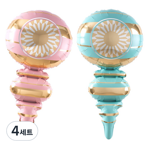 조이파티 은박풍선 크리스마스 오너먼트 80cm 2종 세트, 핑크+블루, 4세트