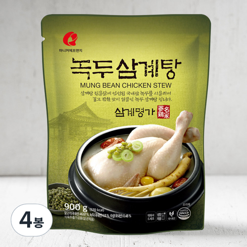 마니커 녹두 삼계탕, 900g, 4봉