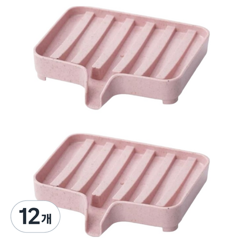 리얼피키 물빠짐 욕실 비누받침대, 핑크, 12개