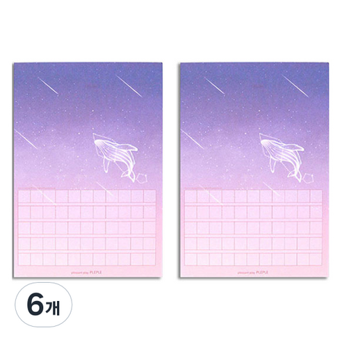 플레플레 마음더하기 배럴댄 원고지형 메모지 세로형, 고래 별자리, 6개, 1개입