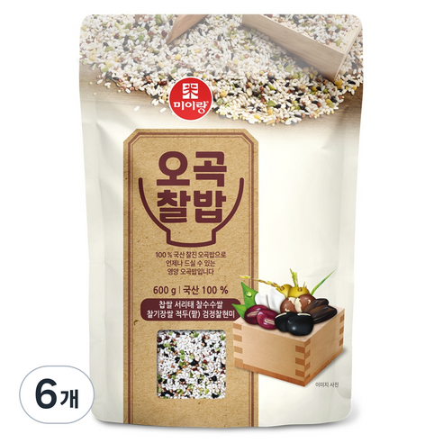 미이랑 국산 오곡찰밥, 600g, 6개