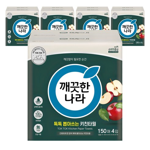 깨끗한나라 톡톡 뽑아쓰는 천연펄프 키친타올, 150매, 20개