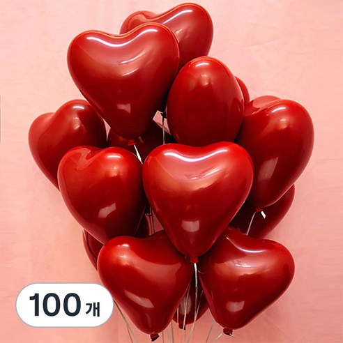 스타리움 홈파티 더블 하트 풍선, 레드, 100개