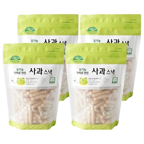 오가닉스토리 유기농 현미로 만든 사과 스낵, 60g, 4개